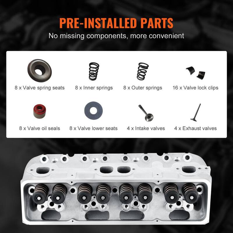 VEVOR Engine Cylinder Head Assembly Replacement, Aluminum Engine Cylinder Head Kit, Compatible with Small Block Chevrolet - GGZCCHEVYSBCEK30TV0