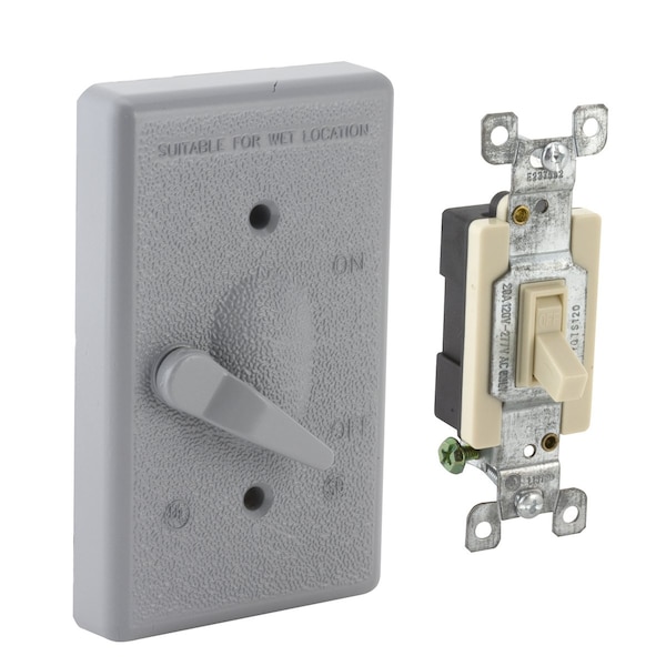 Bell Outdoor Electrical Box Cover, Outlet Box Type, 1 Gang, Rectangular, Aluminum, Toggle Switch Cover - 5128-0