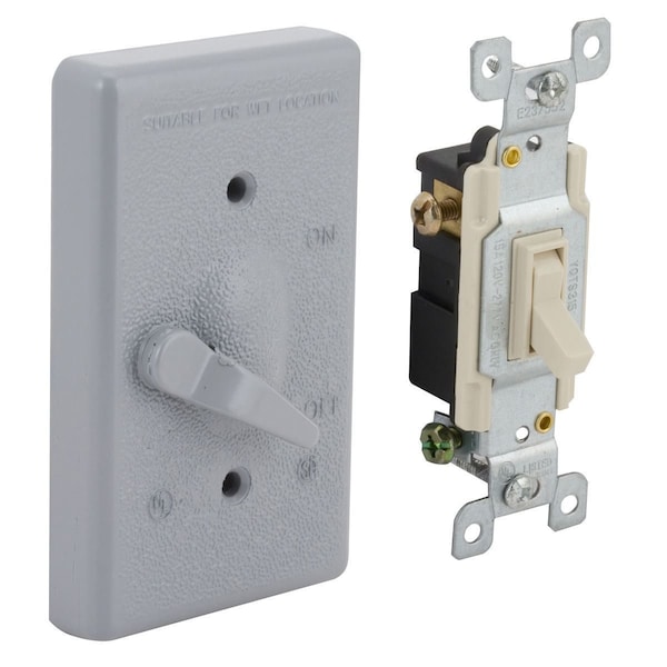 Bell Outdoor Electrical Box Cover, Outlet Box Type, 1 Gang, Rectangular, Aluminum, Toggle Switch Cover - 5141-0