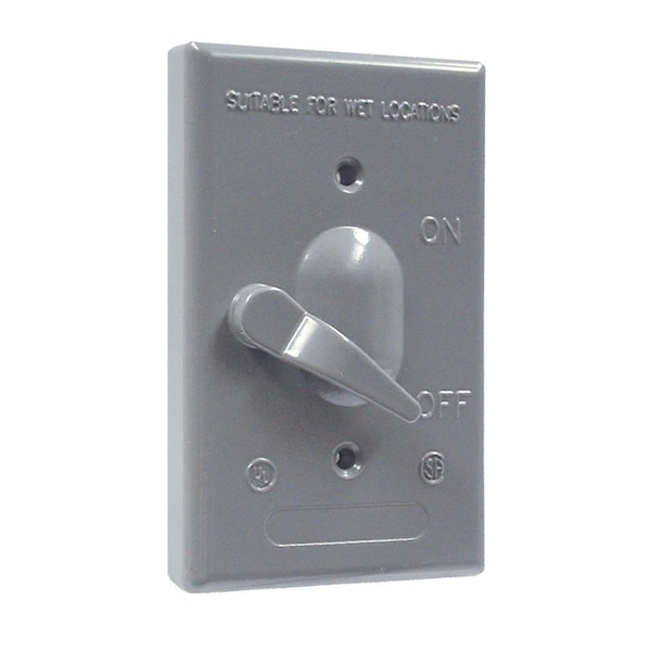 Bell Outdoor Electrical Box Cover, Outlet Box Type, 1 Gang, Rectangular, Aluminum, Toggle Switch Cover - 5141-0