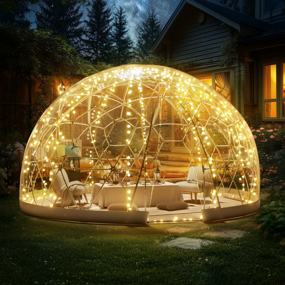 VEVOR 12FT Dome Bubble Tent Outdoor House Camping Shelter w/ Transparent Window - TMXKZPPVC12FBIRKYV0