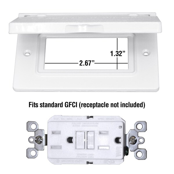 Sigma Electric Electrical Box Cover, 1 Gang, Rectangular, Metal Die-Cast, GFCI Cover - 14249WH