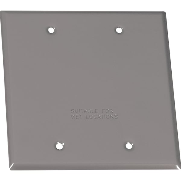 Sigma Electric Electrical Box Cover, 2 Gangs, Square, Stamped Steel, Blank Cover - 14340