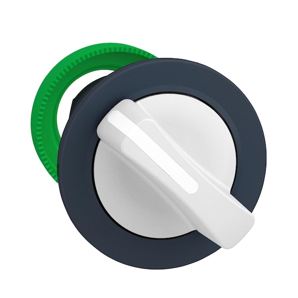 Schneider Electric Cabezal de selector de interruptor, Harmony XB5, montado enrasado blanco de 2 posiciones fijas - ZB5FD201