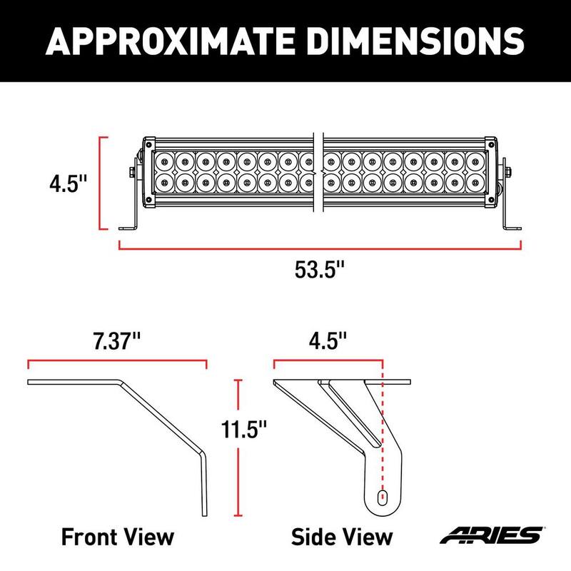 Aries Jeep Wrangler JL, Gladiator Windshield Light Bar and Brackets - 1501306