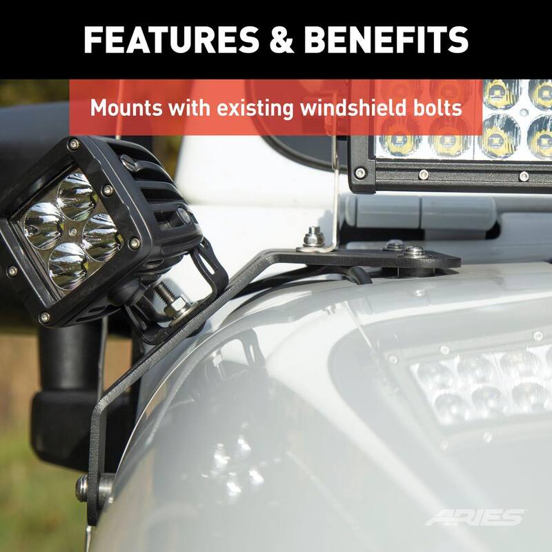 Aries Jeep Wrangler JL, Gladiator Windshield Light Bar and Brackets - 1501306