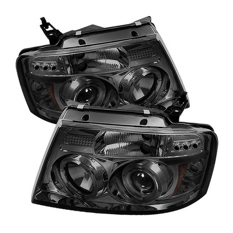 Spyder Auto Ford F150 04-08 Projector Headlights - Version 2 - LED Halo - LED ( Replaceable LEDs ) - Smoke - High H1 - Low 9006 - 5010223