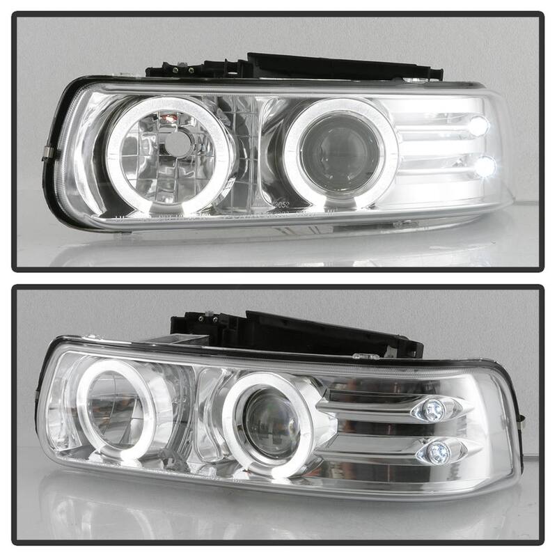 Spyder Auto Chevy Silverado 1500/2500 99-02 / Chevy Silverado 3500 01-02 Projector Headlights - LED Halo- Chrome - 5009609