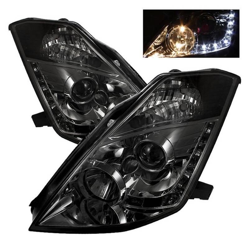 Spyder Auto Nissan 350Z 03-05 Projector Headlights - Halogen Model Only ( Not Compatible With Xenon/HID Model ) - DRL - Smoke - 5064752
