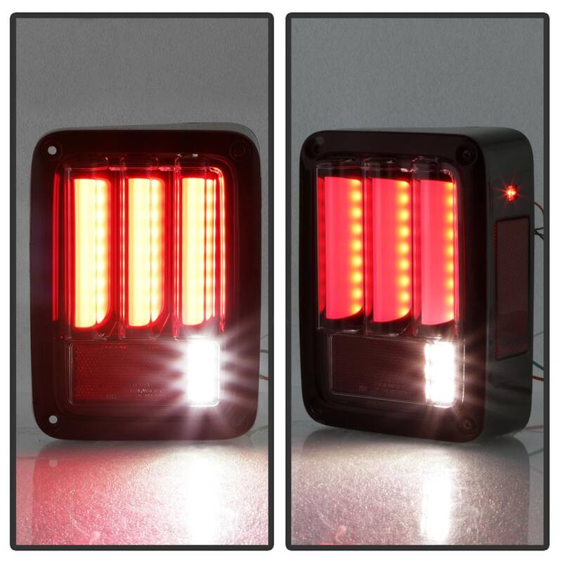 Spyder Auto Jeep Wrangler (JK JKU) 07-18 Version 2 Light Bar Sequential Turn Signal LED Tail Lights - Red Clear - 5084798