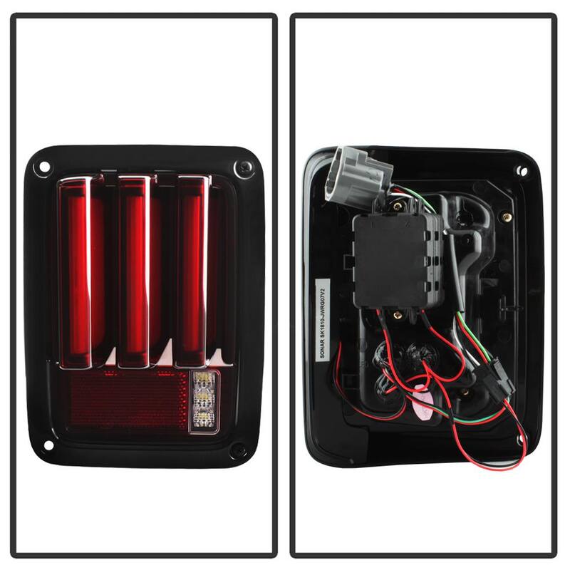 Spyder Auto Jeep Wrangler (JK JKU) 07-18 Version 2 Light Bar Sequential Turn Signal LED Tail Lights - Red Clear - 5084798