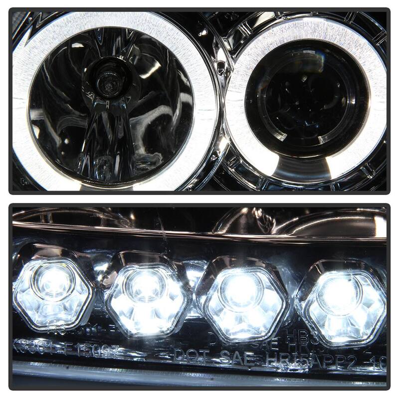 Spyder Auto Ford F150 97-03 / Expedition 97-02 1PC Projector Headlights - LED Halo - Amber Reflector - Chome - 5010278