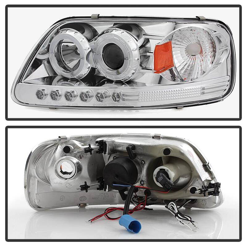 Spyder Auto Ford F150 97-03 / Expedition 97-02 1PC Projector Headlights - LED Halo - Amber Reflector - Chome - 5010278