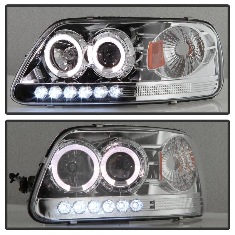 Spyder Auto Ford F150 97-03 / Expedition 97-02 1PC Projector Headlights - LED Halo - Amber Reflector - Chome - 5010278