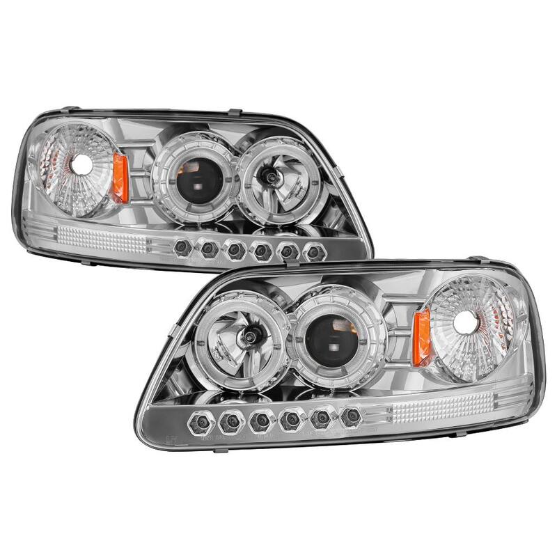 Spyder Auto Ford F150 97-03 / Expedition 97-02 1PC Projector Headlights - LED Halo - Amber Reflector - Chome - 5010278