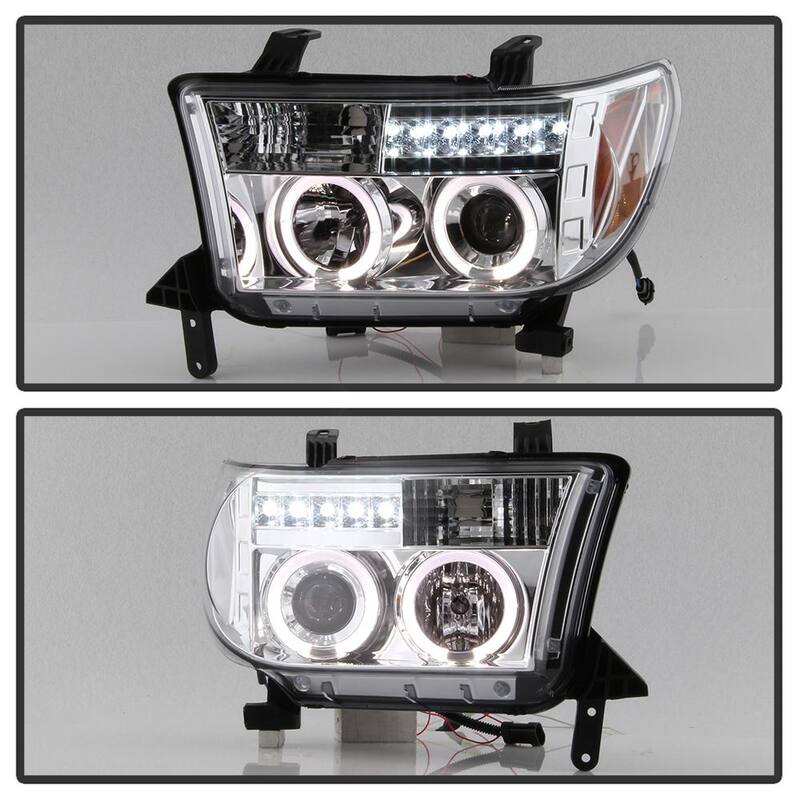 Spyder Auto Toyota Tundra 07-13 / Toyota Sequoia 08-13 Projector Headlights - Eliminates AFS function - LED Halo - Chrome - 5012036