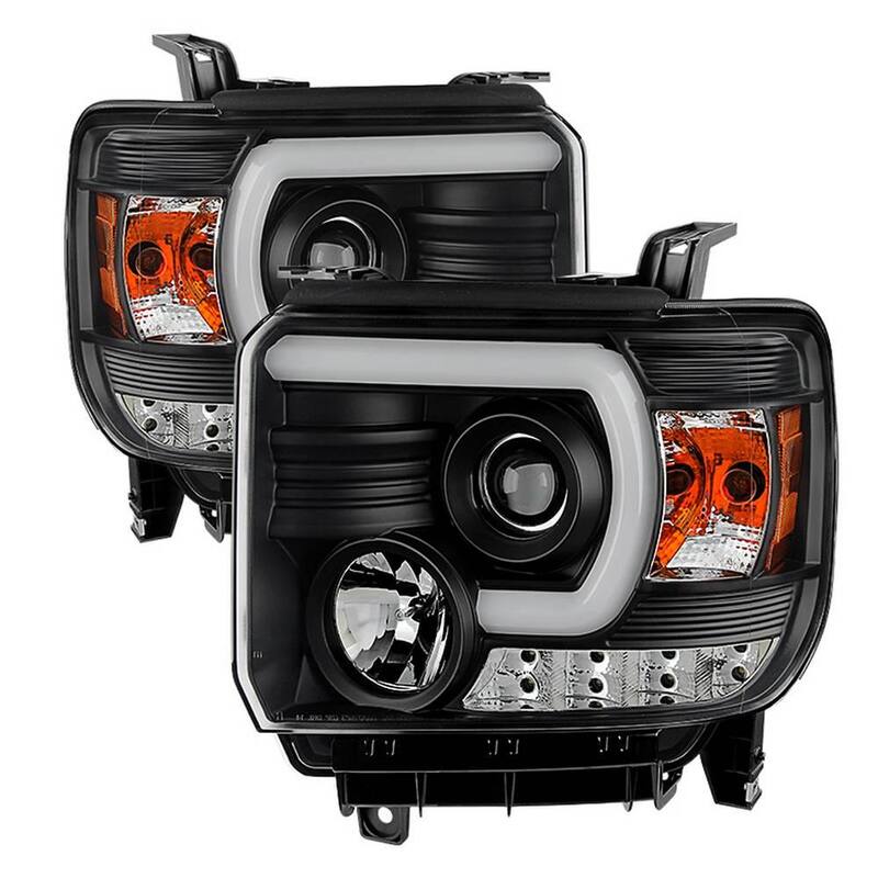Spyder Auto GMC Sierra 1500/2500HD/3500HD 14-15 (compatible on models w/factory LED ) Projector Headlights - Light Bar DRL - Black - 5080851
