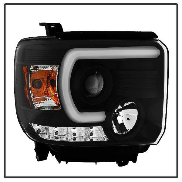 Spyder Auto GMC Sierra 1500/2500HD/3500HD 14-15 (compatible on models w/factory LED ) Projector Headlights - Light Bar DRL - Black - 5080851
