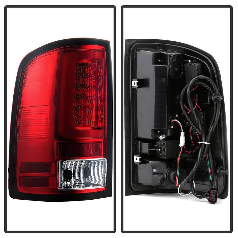 Spyder Auto GMC Sierra 1500 07-13 2500HD/3500HD 07-14 (Doesn't fit 3500HD Dually Models) Ver2 Light Bar LED Tail Lights - Red Clear - 5084767