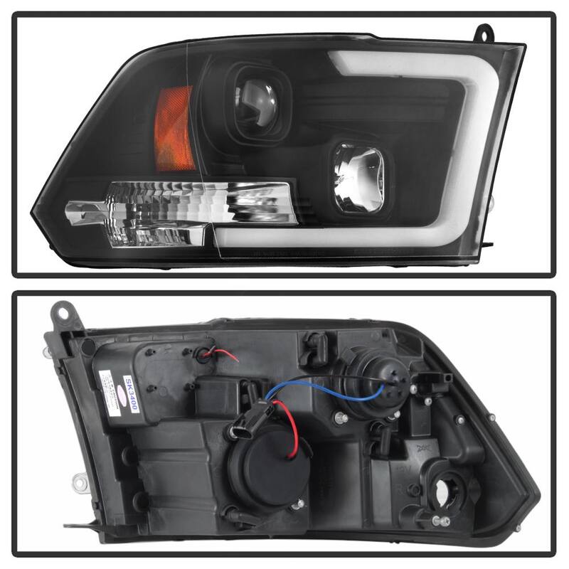 Spyder Auto Dodge Ram 1500 09-16 / Ram 2500/3500 10-16 Version 2 Projector Headlights - Halogen Model Only- Light Bar DRL - Black - 5084811