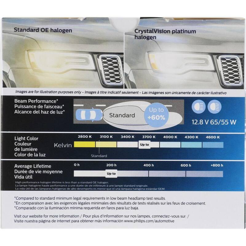 Philips CrystalVision Platinum 9007 White Headlight/Fog Light (2-Pack) - 9007CVPS2