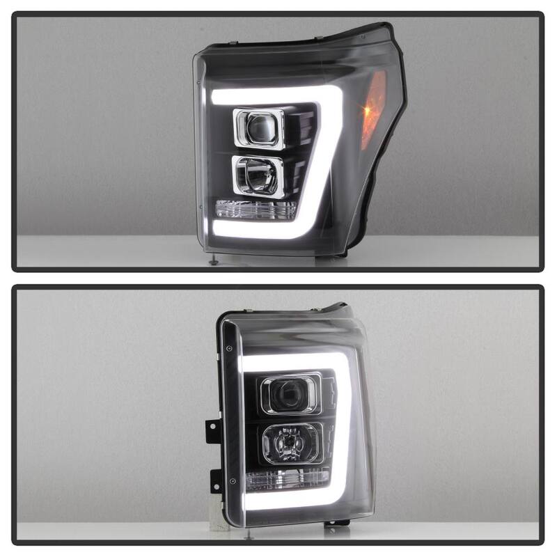 Spyder Auto Ford F-250/F-350/F450 Super Duty 11-16 Version 2 Projector Headlights - Light Bar DRL - Black - 5084460