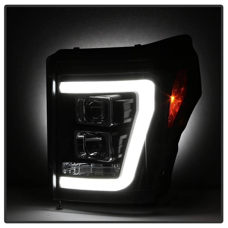 Spyder Auto Ford F-250/F-350/F450 Super Duty 11-16 Version 2 Projector Headlights - Light Bar DRL - Black - 5084460