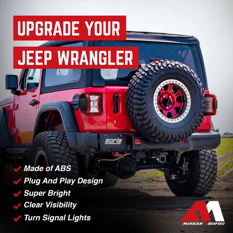 AMERICAN MODIFIED LED Tail Lights for 2018-2019 Jeep Wranglers, Pair - AMJPCA03302
