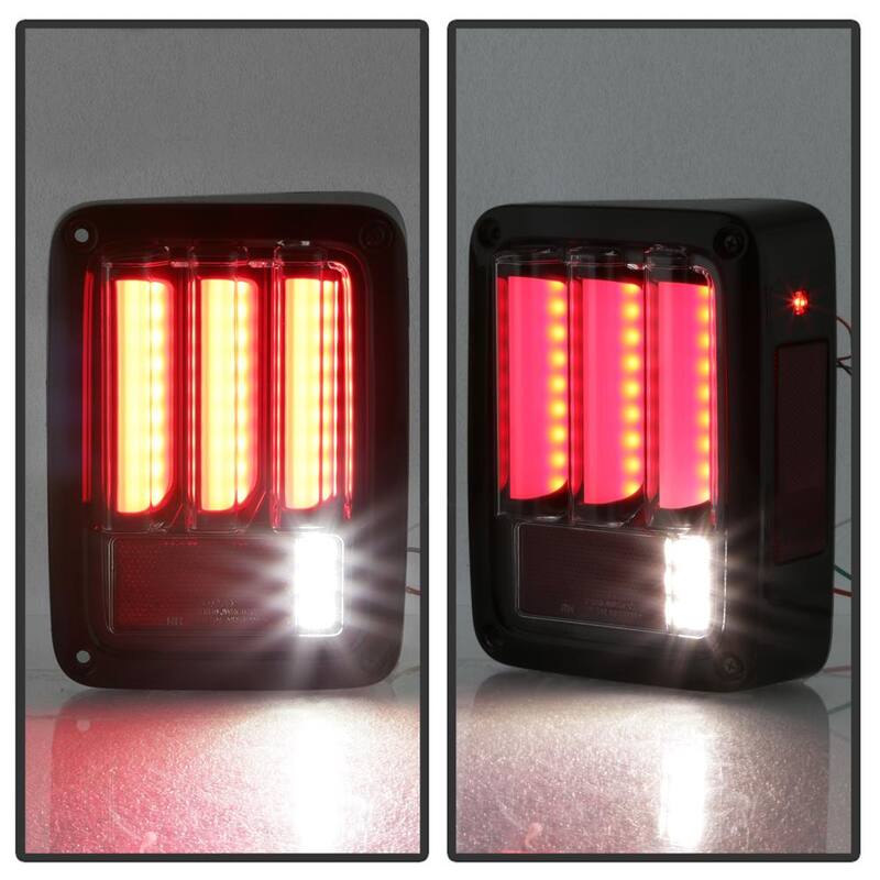 Spyder Auto Jeep Wrangler (JK JKU) 07-18 Version 2 Light Bar Sequential Turn Signal LED Tail Lights - Black Smoke - 5084781