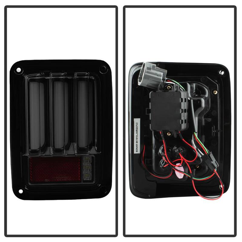 Spyder Auto Jeep Wrangler (JK JKU) 07-18 Version 2 Light Bar Sequential Turn Signal LED Tail Lights - Black Smoke - 5084781