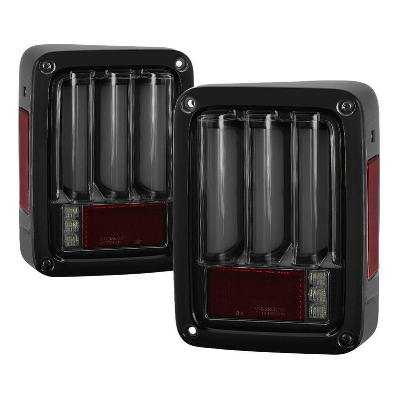 Spyder Auto Jeep Wrangler (JK JKU) 07-18 Version 2 Light Bar Sequential Turn Signal LED Tail Lights - Black Smoke - 5084781
