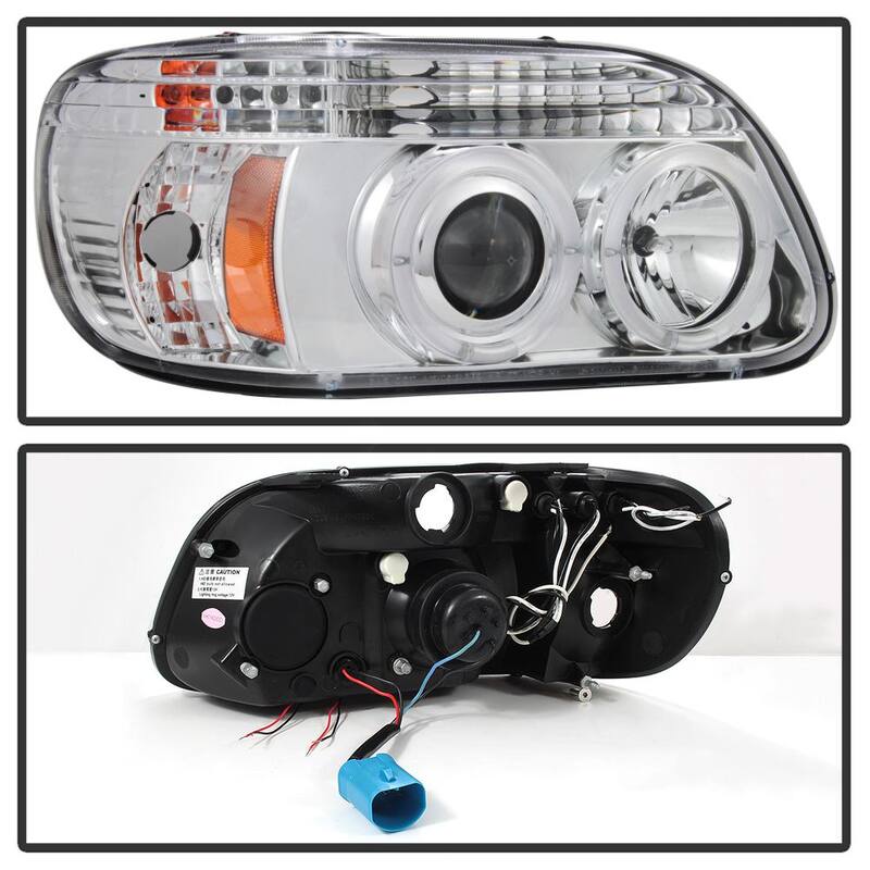 Spyder Auto Ford Explorer 95-01 1PC Projector Headlights - LED Halo - Chrome - High H1 (Included) - Low H1 (Included) - 5010148