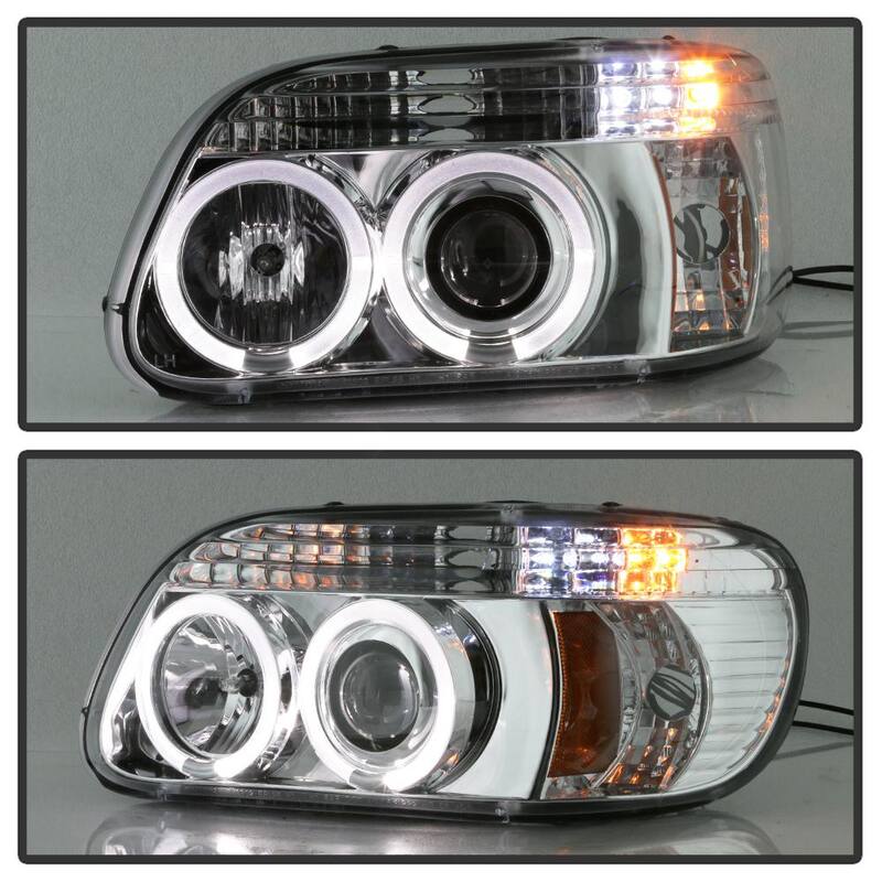 Spyder Auto Ford Explorer 95-01 1PC Projector Headlights - LED Halo - Chrome - High H1 (Included) - Low H1 (Included) - 5010148