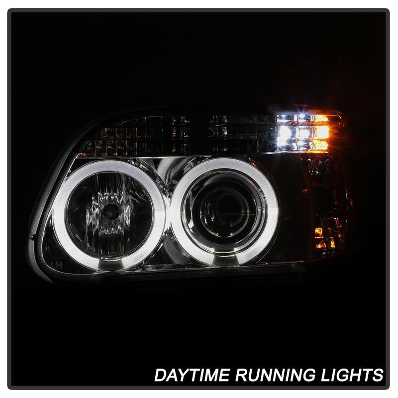 Spyder Auto Ford Explorer 95-01 1PC Projector Headlights - LED Halo - Chrome - High H1 (Included) - Low H1 (Included) - 5010148