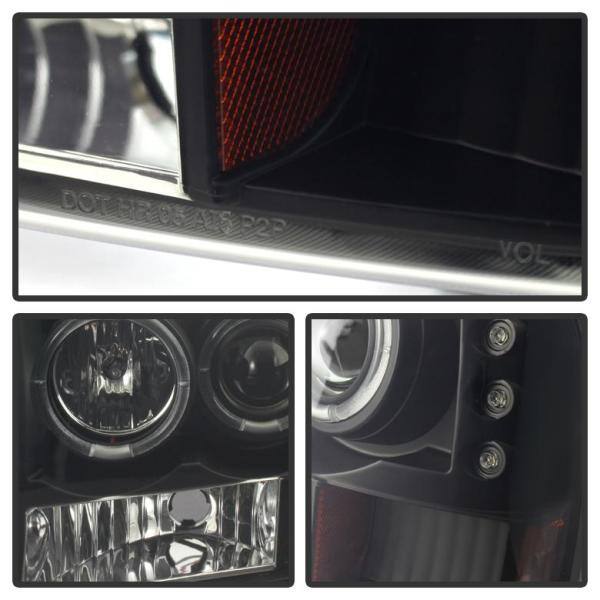 Spyder Auto Ford F250 Super Duty 99-04 / Ford Excursion 00-04 1PC Projector Headlights - Version 2 - LED Halo - LED - Black Smoke - 5078452