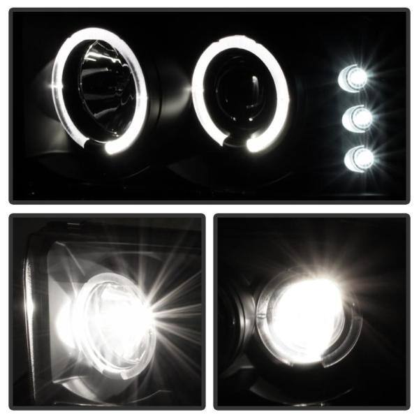 Spyder Auto Ford F250 Super Duty 99-04 / Ford Excursion 00-04 1PC Projector Headlights - Version 2 - LED Halo - LED - Black Smoke - 5078452