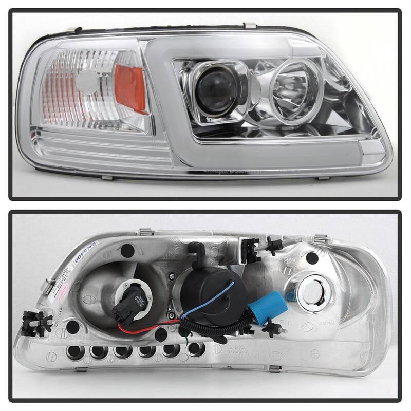 Spyder Auto Ford F150 97-03 / Expedition 97-02 1PC Version 2 Projector Headlights- Light Bar DRL LED - Chrome - 5084644