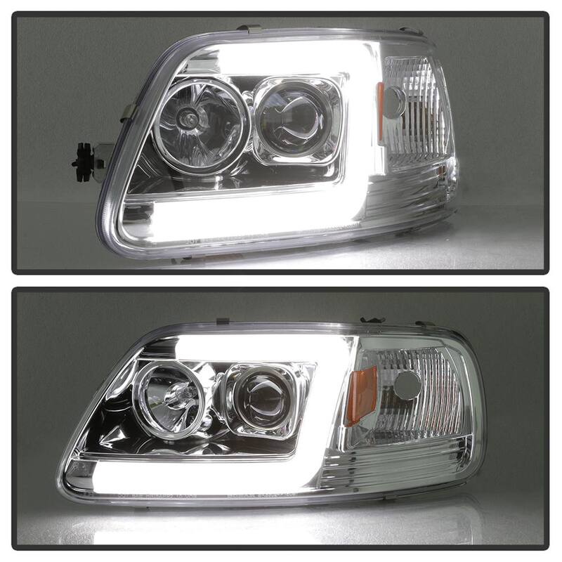 Spyder Auto Ford F150 97-03 / Expedition 97-02 1PC Version 2 Projector Headlights- Light Bar DRL LED - Chrome - 5084644