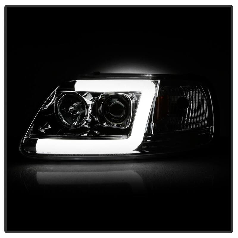 Spyder Auto Ford F150 97-03 / Expedition 97-02 1PC Version 2 Projector Headlights- Light Bar DRL LED - Chrome - 5084644