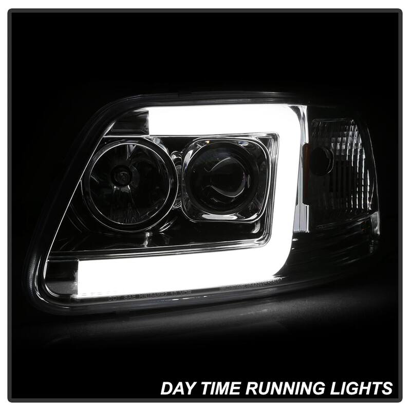 Spyder Auto Ford F150 97-03 / Expedition 97-02 1PC Version 2 Projector Headlights- Light Bar DRL LED - Chrome - 5084644