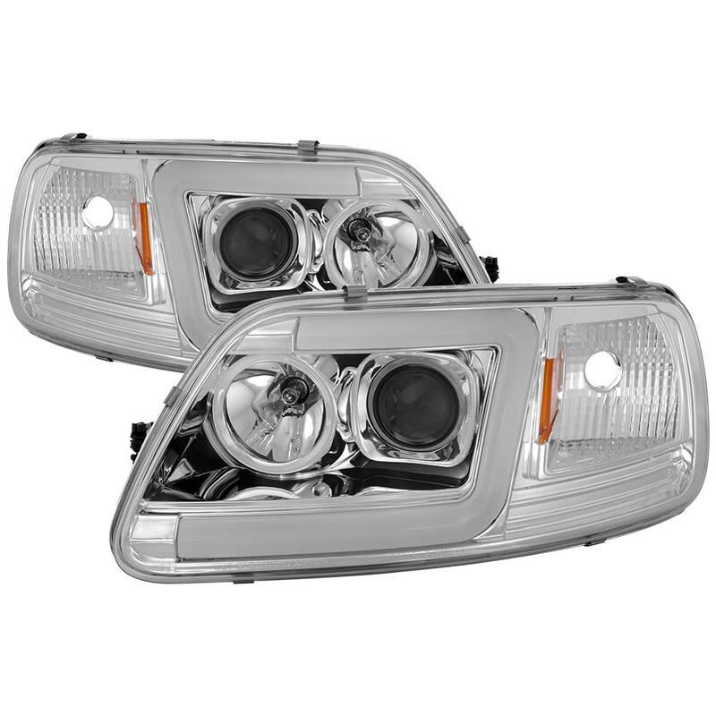 Spyder Auto Ford F150 97-03 / Expedition 97-02 1PC Version 2 Projector Headlights- Light Bar DRL LED - Chrome - 5084644