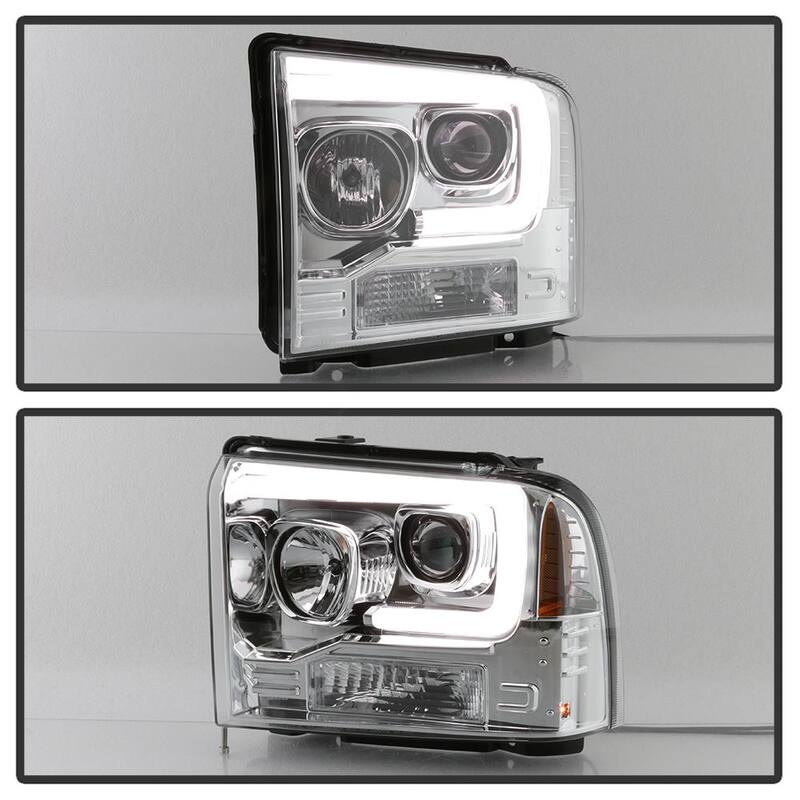 Spyder Auto Ford F250/350/450 Super Duty 05-07 Version 2 Projector Headlights - Light Bar DRL - Black - 5084682