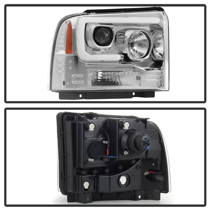 Spyder Auto Ford F250/350/450 Super Duty 05-07 Version 2 Projector Headlights - Light Bar DRL - Black - 5084682
