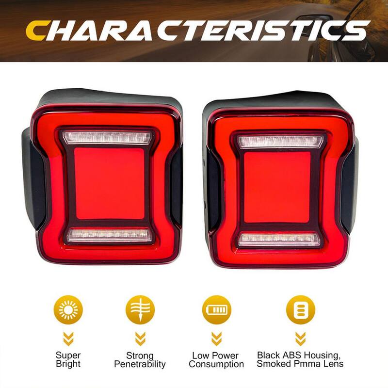 AMERICAN MODIFIED Red Lens V2 Tunnel Tail Lights for 2018-2020 Jeep Wrangler JL - AMJPCA03305