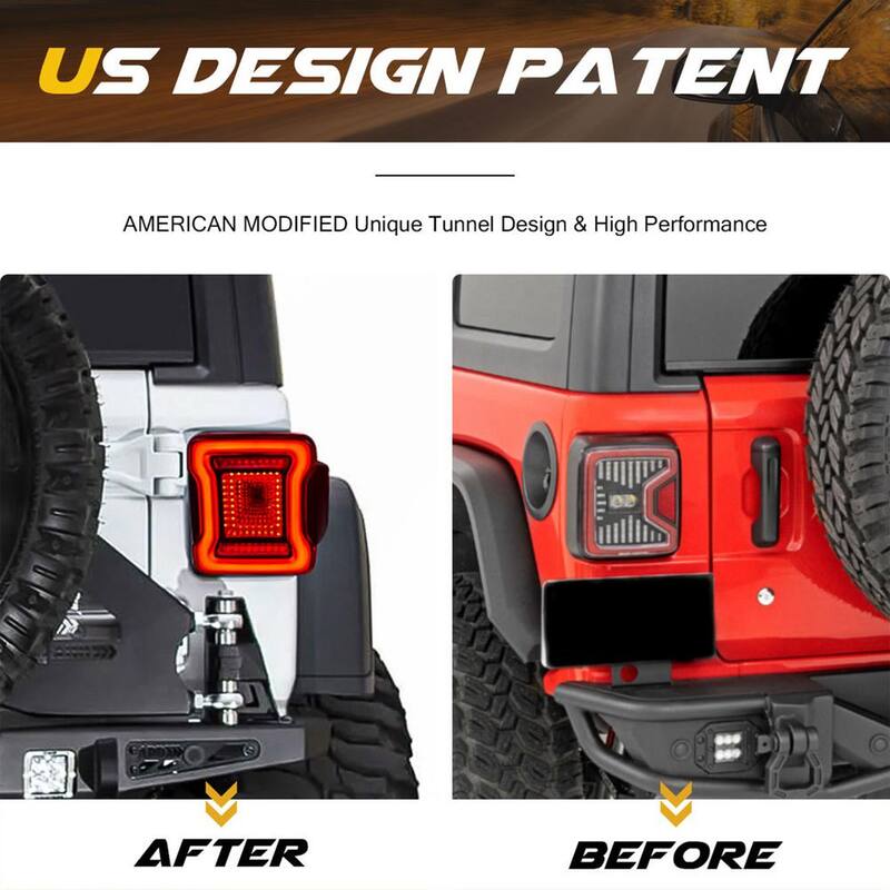 AMERICAN MODIFIED Red Lens V2 Tunnel Tail Lights for 2018-2020 Jeep Wrangler JL - AMJPCA03305