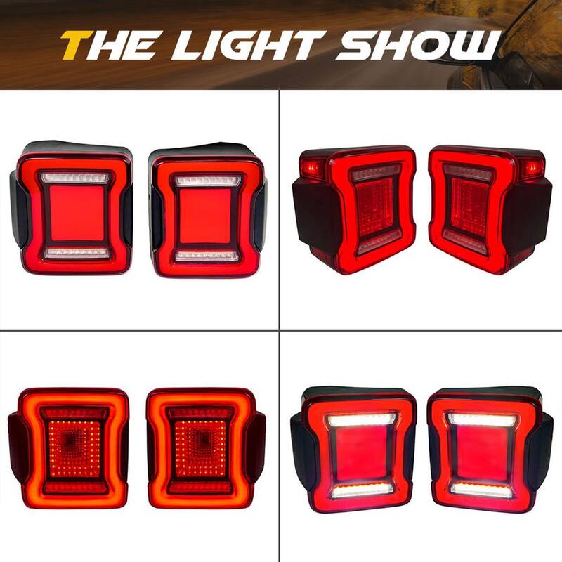 AMERICAN MODIFIED Red Lens V2 Tunnel Tail Lights for 2018-2020 Jeep Wrangler JL - AMJPCA03305