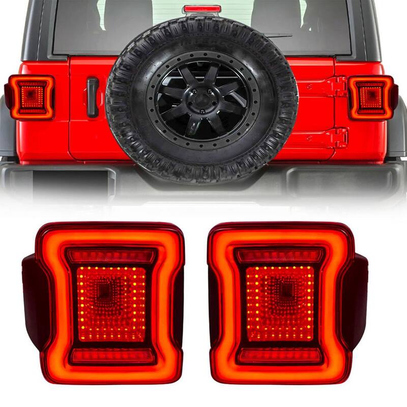 AMERICAN MODIFIED Red Lens V2 Tunnel Tail Lights for 2018-2020 Jeep Wrangler JL - AMJPCA03305