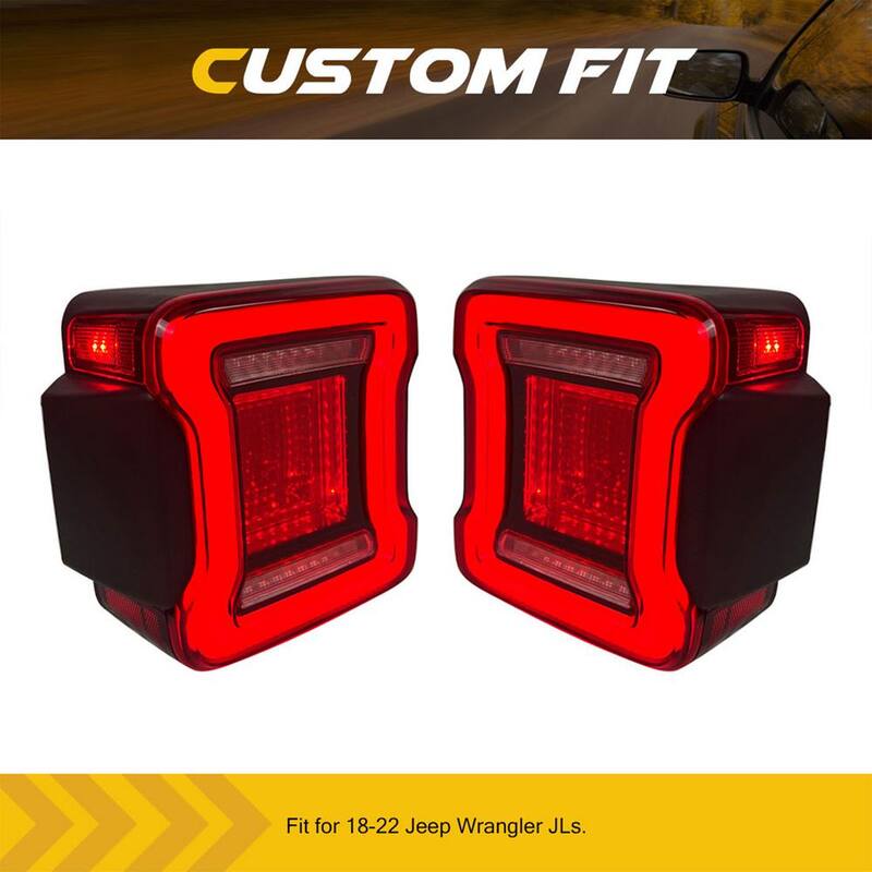 AMERICAN MODIFIED Red Lens V2 Tunnel Tail Lights for 2018-2020 Jeep Wrangler JL - AMJPCA03305
