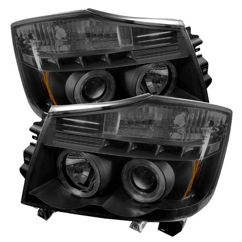 Spyder Auto Nissan Titan 04-15 / Nissan Armada 04-07 Projector Headlights - LED Halo - LED ( Replaceable LEDs ) - Black Smoke - 5078605