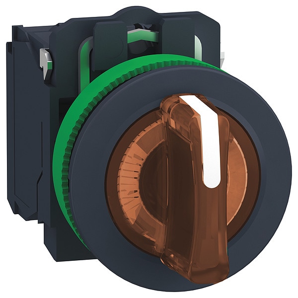 SelectorSwitch de Schneider Electric, Iluminado, 3 posiciones, 30mm, Naranja - XB5FK135B5